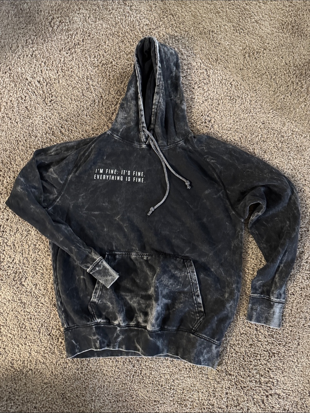 Women's Washed Black Graphic Pullover Hoodie